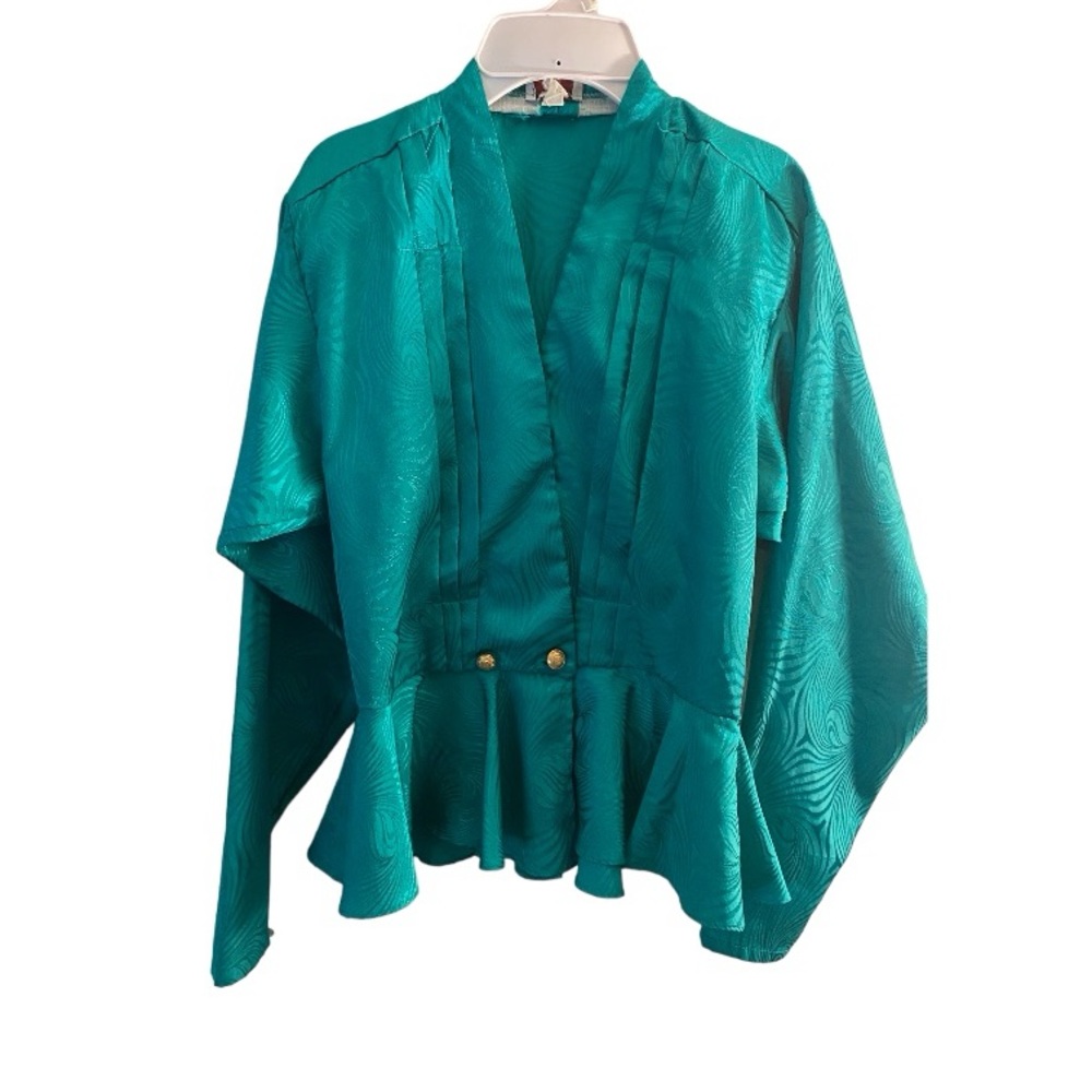 Vintage Sally Michael’s Green Peplum Cardigan Size 5/6